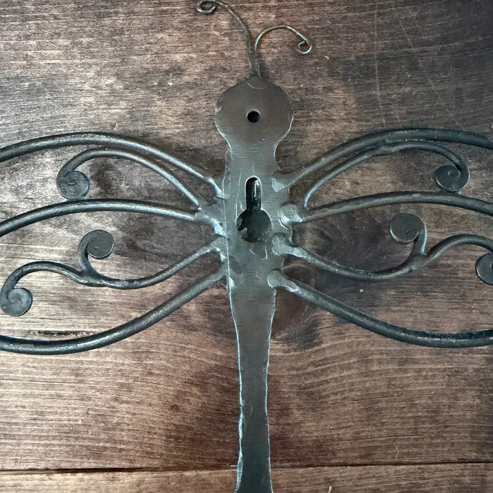 Vintage Rustic Cast Iron Dragonfly Wall Hook Decorative Metal Hanger Bronze